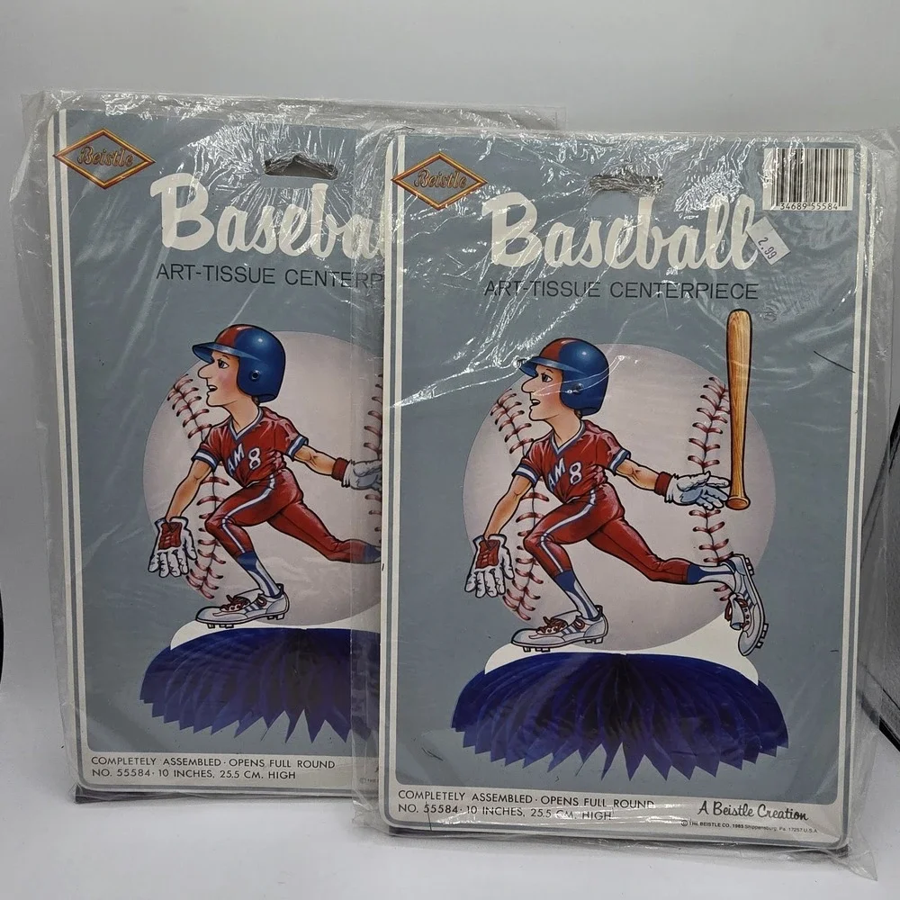 2 Vtg Baseball Party Table Decorations‎ 10